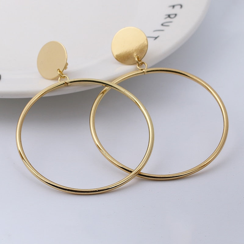 BIG ROUND EARRINGS 18K GOLD PLATED
