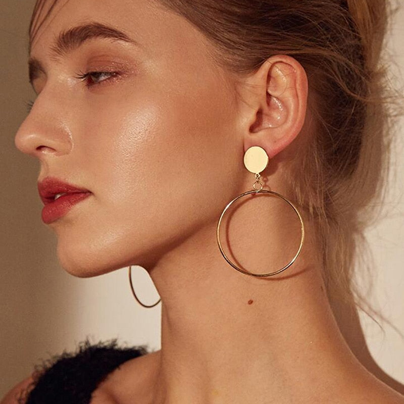 BIG ROUND EARRINGS 18K GOLD PLATED