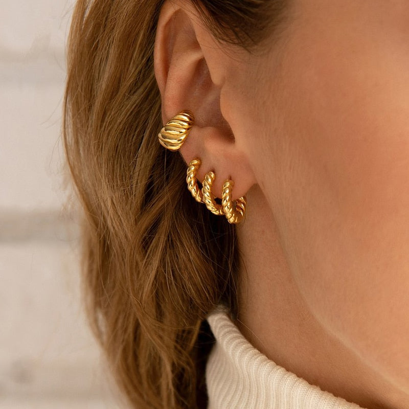 ROPE  EARRINGS 18K GOLD PLATED
