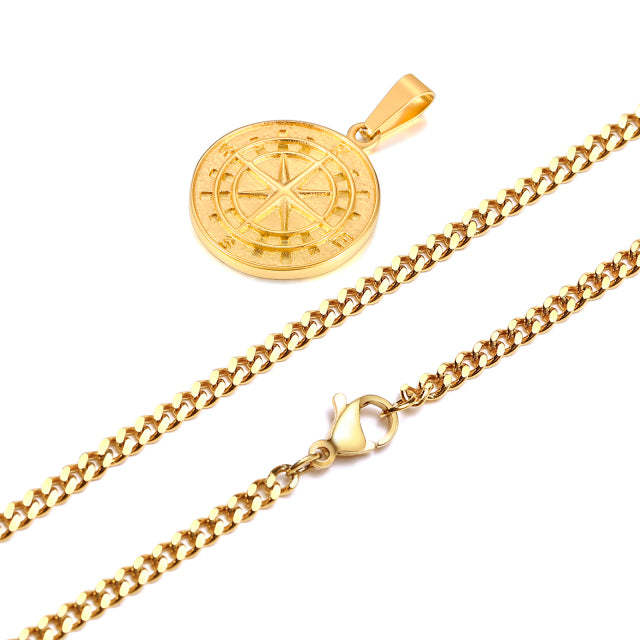 COMPASS PENDANT 18K GOLD PLATED